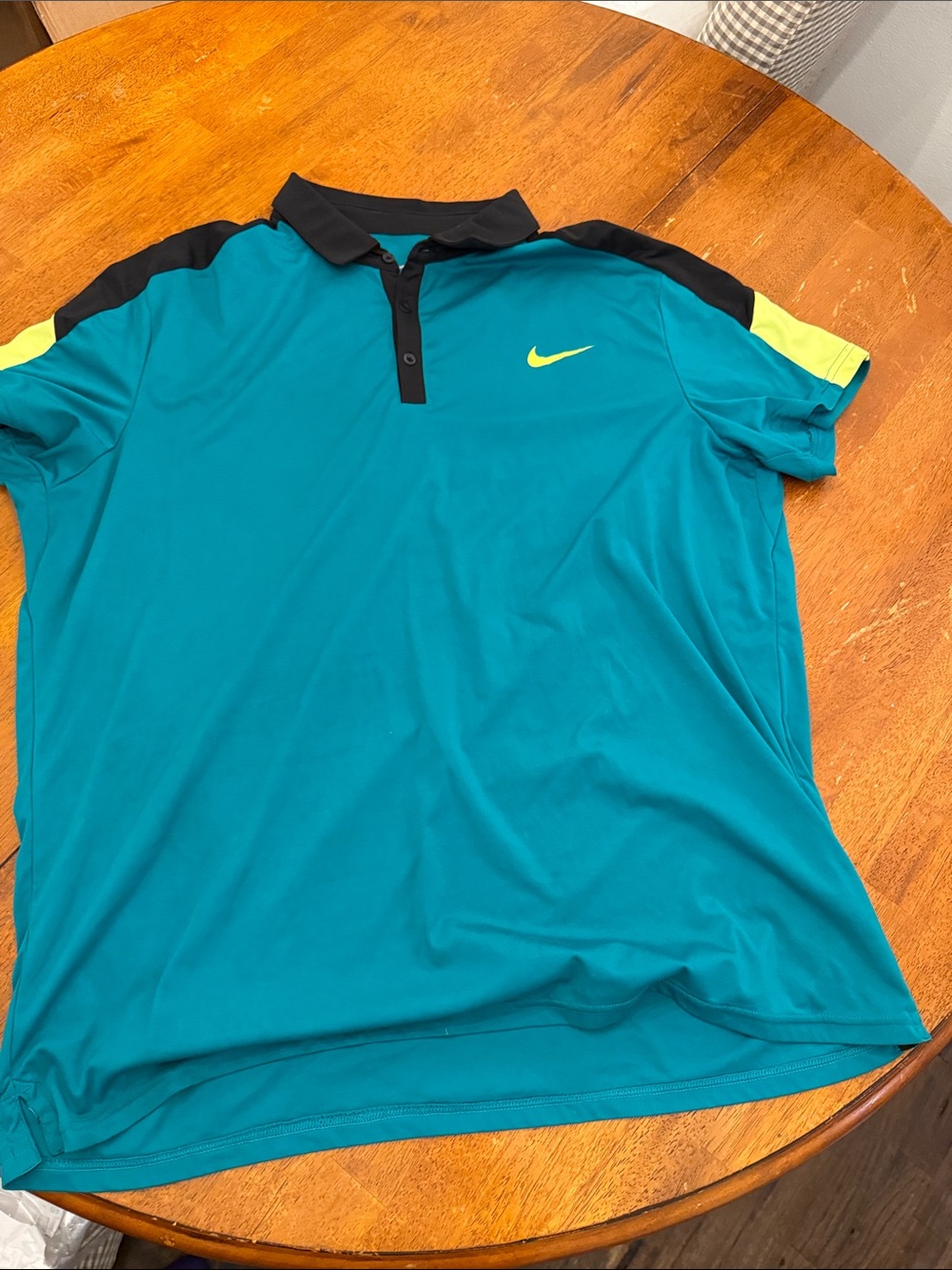 Nike Teal Polo with Black Collar and Yellow Accents xxl